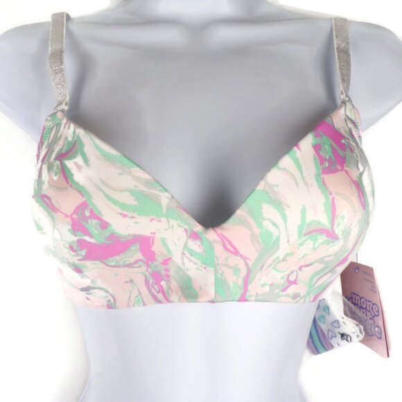Junior Bra Convertible 30A SM 3 sets of straps Marbled Pink Green 2053S - Picture 1 of 6